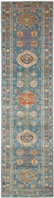 Kazak Tappeto 80x300 Blu (Pakistan) Annodato A Mano