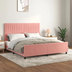 Giroletto Con Testiera Rosa 160x200 Cm İn Velluto /