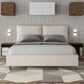 Letto senza rete imbottito 160x200 similpelle bianco Antea