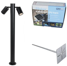Lampada da esterno a stelo nera 80 cm IP44 orientabile 2 luci - Duo