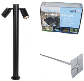 Lampada da esterno a stelo nera 80 cm IP44 orientabile 2 luci - Duo
