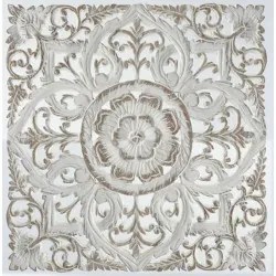 Decorazione da Parete DKD Home Decor Bianco Mandala Legno MDF (60 x 2 x 60 cm)