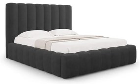 Letto matrimoniale imbottito antracite con spazio contenitivo e rete 180x200 cm Kelp - Micadoni Home