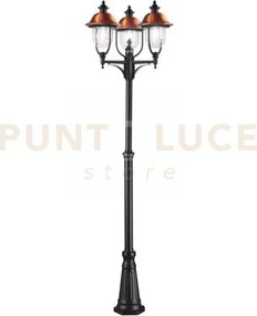Palo venezia nero e rame 3 luci attacco e27 ip44 65x230cm