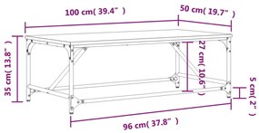 Tavolino da Salotto Rovere Sonoma 100x50x35cm Legno Multistrato
