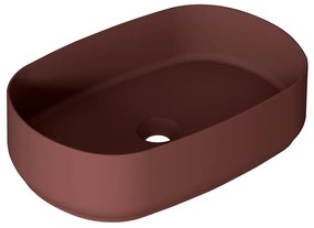 Lavabo da appoggio Kyoto ovale in ceramica L 55 x H 12 x P 36 cm rosso