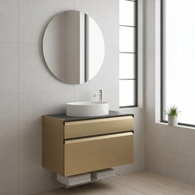 Mobile da bagno sospeso sotto lavabo Fusion 2 cassetti L 99.5 x H 60 x P 45.5 cm oro