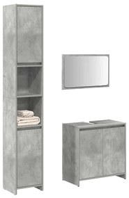 Set mobili da bagno 3 pz grigio cemento in legno multistrato