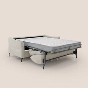 Dalia divano letto con materasso H18 cm e piedi alti in raffinato tessuto smacchiabile T17 panna