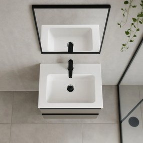 Mobile da bagno sospeso sotto lavabo L 59.5 x H 40 x P 45.5 cm grigio laccato opaco, 2 cassetti Fusion