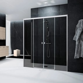 Box doccia con ingresso frontale L 180 x H 200 cm, in vetro fumé profilo cromato Glam