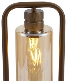 Lampada da tavolo Hotel Chic bronzo scuro con vetro ambrato - Stavelot