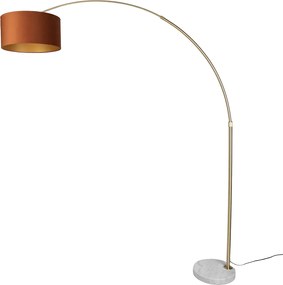 Lampada da terra in acciaio con paralume arancione e interno dorato 50 cm - XXL