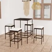 Set da Bar da Giardino 5 pz con Cuscini in Polyrattan Marrone cod mxl 34949