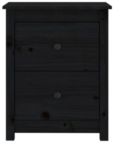 Comodino nero 50x35x61,5 cm in legno massello di pino