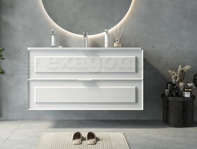 Mobile bagno bianco opaco 102x47 Dublino con lavabo in ceramica due cassetti con cornice