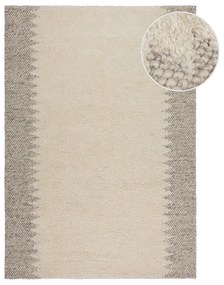 Tappeto crema tessuto a mano con lana 160x230 cm Minerals Border - Flair Rugs