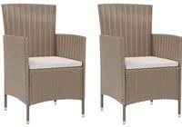 Sedie da Giardino con Cuscini 2 pz in Polyrattan Beige 316684