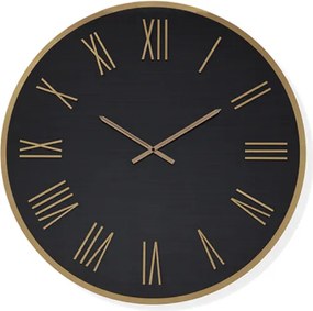 Orologio rotondo D80 cm in Laminam Nero con dettagli Rame LAZARUS