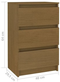 Comodino Miele 40x29,5x64 cm in Legno Massello di Pino