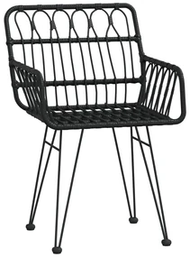 Set da pranzo da giardino 7 pz nero in polyrattan