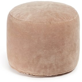 Kave Home - Pouf rotondo Angelica 100% 100% cotone in velluto rosa Ø 45 cm