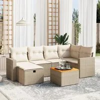 Set Divani da Giardino 7 pz con Cuscini Beige in Polyrattan 3264838