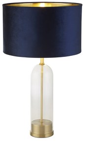 Lampada Da Scrivania Contemporanea Oxford Acciaio Ottone Tessuto Blu 1 Luce E27