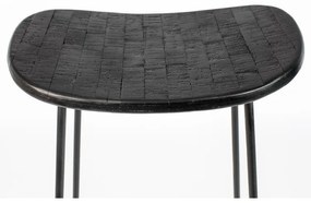 Sedia da bar nera in teak massiccio (altezza della seduta 76 cm) Tangle – White Label
