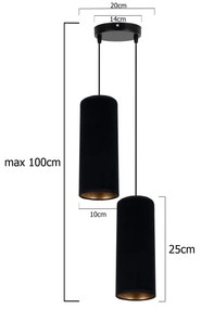 Lampadario a sospensione con filo AVALO 2xE27/60W/230V diametro 20 cm nero