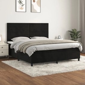 Giroletto A Molle Con Materasso Nero 160x200 Cm İn Velluto /