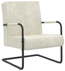 Sedia A Sbalzo Bianco Crema İn Velluto /