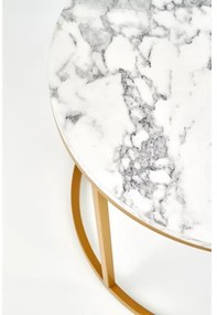 Set di 2 tavolini da salotto PACILA, finitura effetto marmo con dettagli dorati