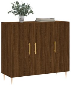 Credenza rovere marrone 90x34x80 cm in legno multistrato