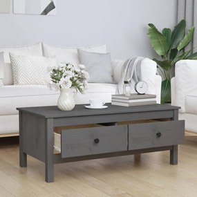 Tavolino da salotto grigio 100x50x40 cm legno massello di pino