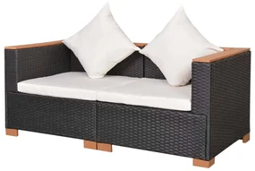 Divano da giardino in polyrattan nero
