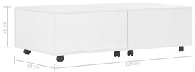Tavolino da Salotto Bianco Lucido 120x60x35 cm