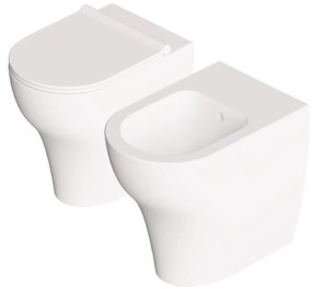 Coppia Di Sanitari a Terra Senza Brida Alice Ceramica "Unica" Bianco Lucido