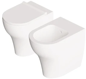 Coppia Di Sanitari a Terra Senza Brida Alice Ceramica "Unica" Bianco Lucido