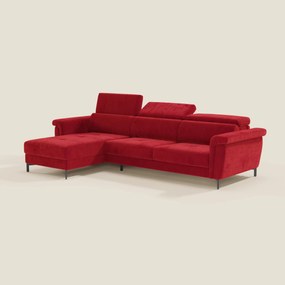 Capri Divano letto angolare con penisola contenitore e poggiatesta reclinabili - elegante tessuto smacchiabile T30