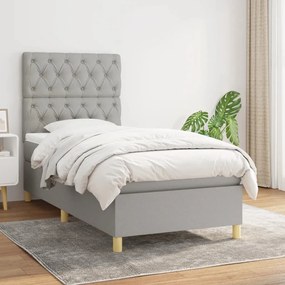 Giroletto A Molle Con Materasso Grigio Chiaro 80x200 Cm Tessuto /