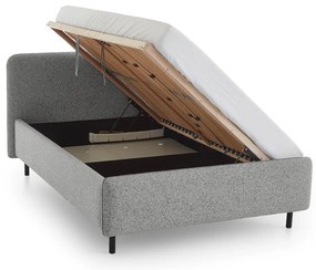 Letto matrimoniale imbottito grigio chiaro con contenitore con rete inclusa 140x200 cm Primo – Meise Möbel