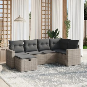 Set divano da giardino 6 pz con cuscini grigio in polyrattan