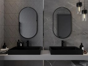 Mexen Loft specchio da bagno ovale 85 x 50 cm, cornice nera - 9851-085-050-000-70