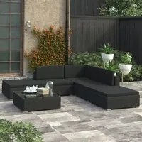 Set Divani da Giardino 6 pz con Cuscini in Polyrattan Nero cod mxl 51903