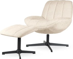 Poltrona girevole Luna con poggiapiedi beige – 71x81x81 cm