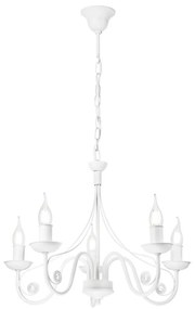 Lampadario a sospensione con catena DONATO 5xE14/40W/230V bianco