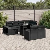 Set Divani da Giardino 11 pz con Cuscini in Polyrattan Nero 3276501