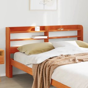 Testiera Con Ripiani Marrone Cera 150 Cm Legno Massello Di Pino /