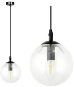 Lampadario a sospensione con filo COSMO 1xE14/10W/230V diametro 14 cm nero/limpido